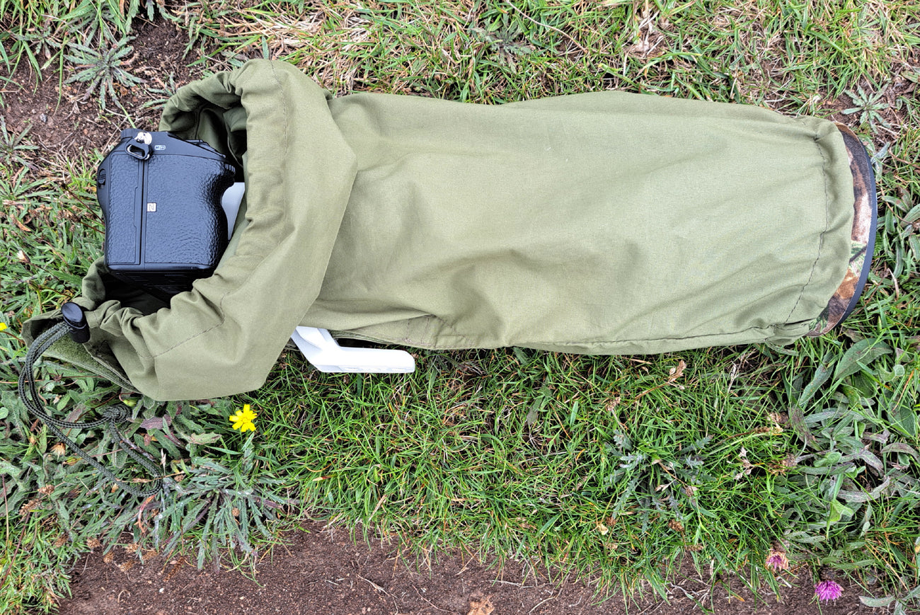 Our camera covers keep you going what ever the weather, and our lightweight Matt olive green waterproof cover would be perfect for Nature, Landscape, and sports photography.