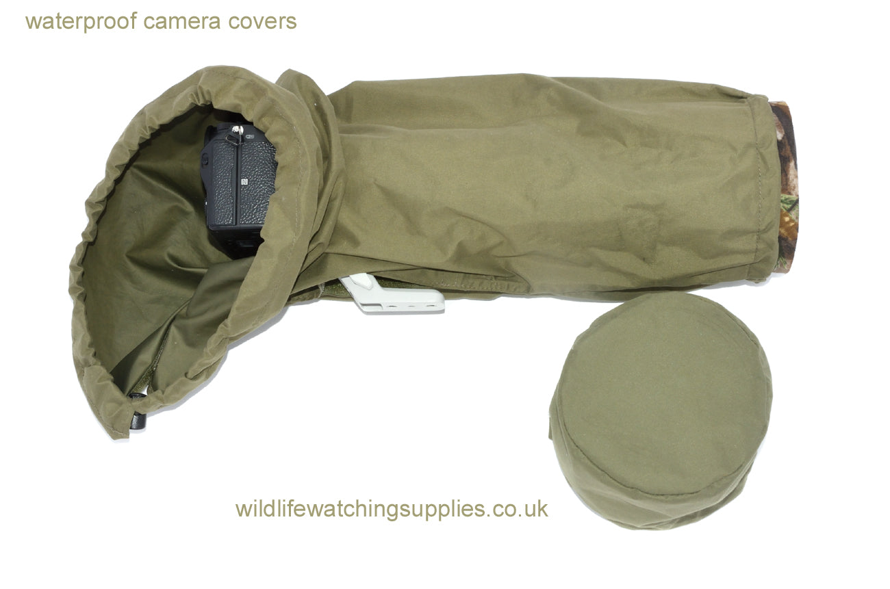 Our camera covers keep you going what ever the weather, and our lightweight Matt olive green waterproof cover would be perfect for Nature, Landscape, and sports photography.