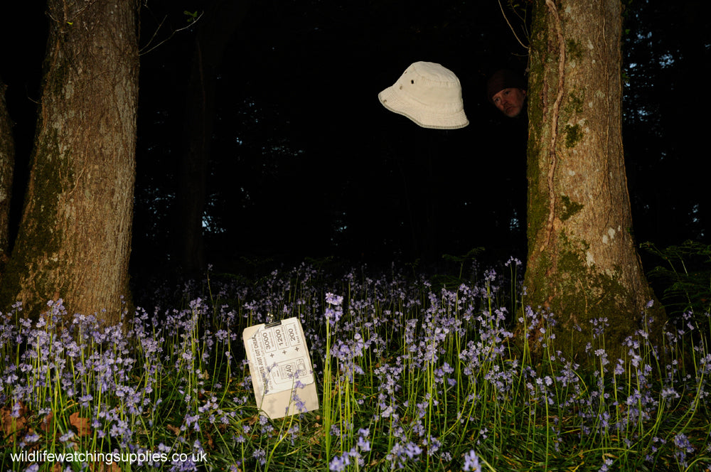 Setting up a camera trap with wireless triggers and infra red beam. waterproof camera flash covers, ideal for camera traps and night photography, nature photography, wildlife photography by Kevin Keatley, wireless camera triggers, high speed flash photography, birds in flight photography, owl photography, camera trap set up, multi flash photography