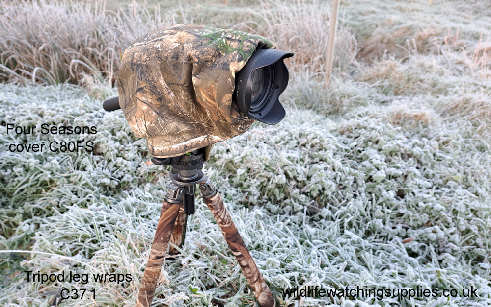 Waterproof and insulated camera covers, camera protection and Realtree camera camouflage, camera rain covers, dust and snow covers. Our 'Four Season' camera covers reduce battery drain & shutter sound. We first designed our heated camera covers for use by the British forces. The cover has four layers of technical fabrics including a fleece lining with a heat pack pocket, ideal for nature photography, wildlife photography and outdoor photography protecting your outdoor photography gear and long lenses.